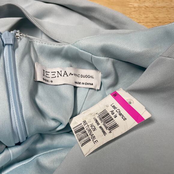 Mac Duggal NWT One Shoulder Jersey Mermaid Gown Powder Blue Size 6 Asymmetrical - Picture 4 of 11